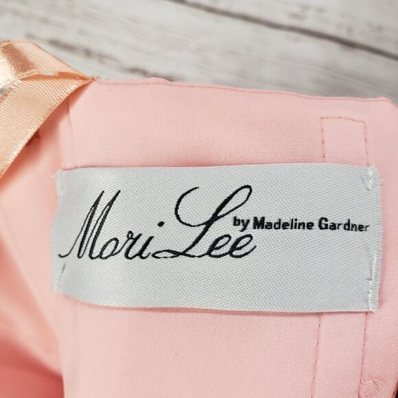 Mori Lee By Madeline Gardner New Peach Bridesmaid Dress Size 17/18 - Picture 7 of 16